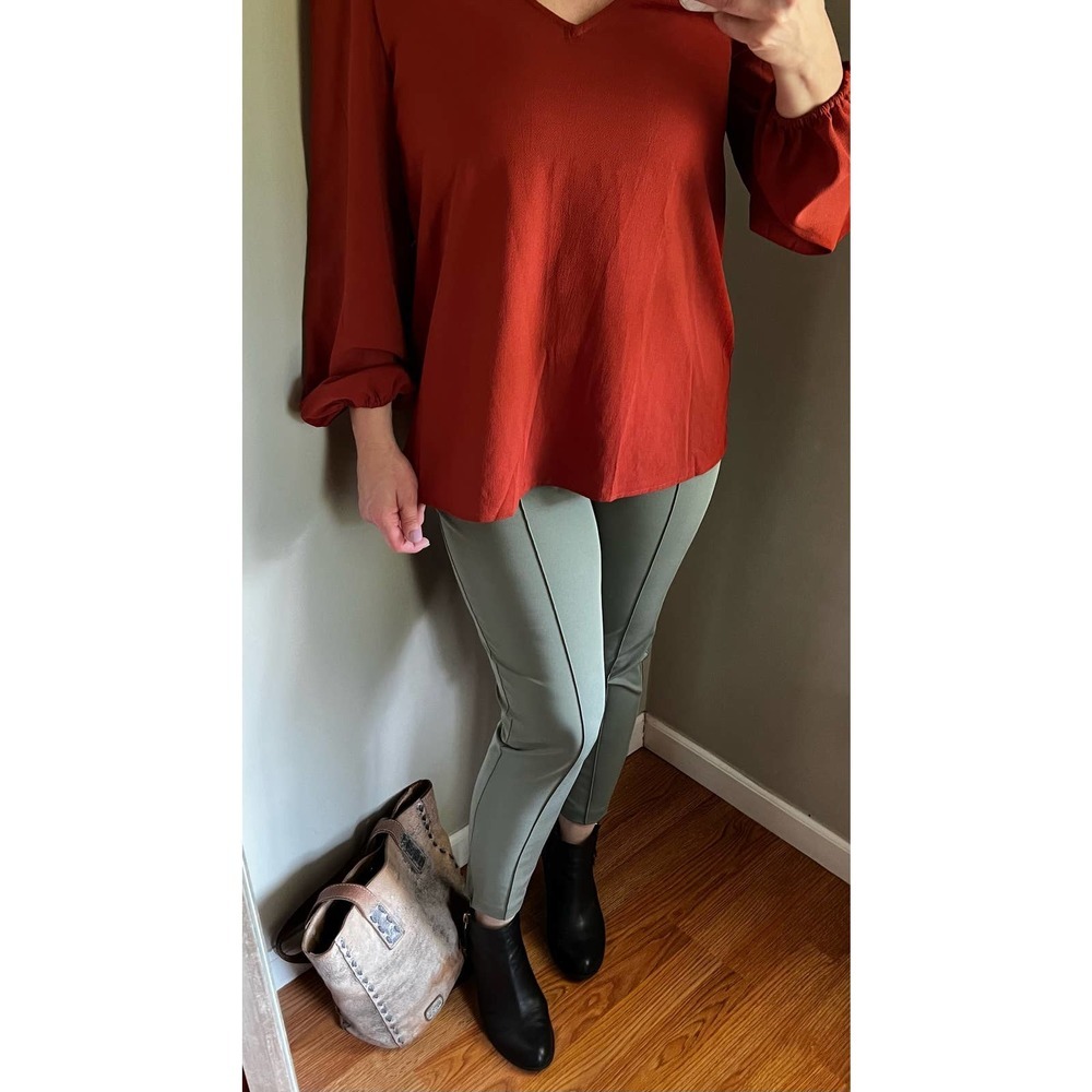 ST. JOHN Dami Dark Mint Green Womens Pull-on pants